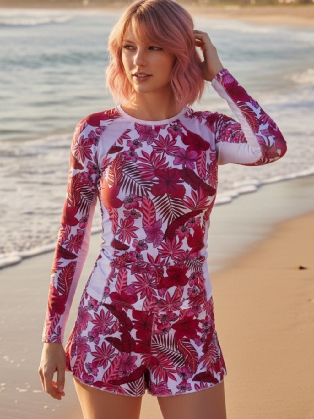 Tail Pink Floral Long-Sleeve Top and Tennis Skirt Set 🎾 UPF